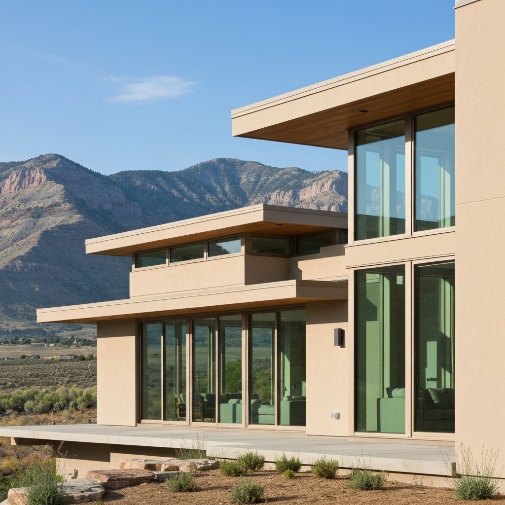 Beautiful Utah home exterior with mountain backdrop